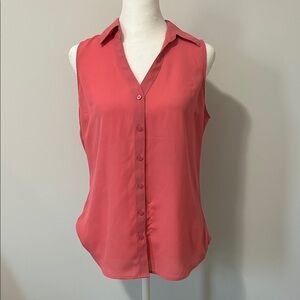Express Coral Sleeveless Portofino Shirt